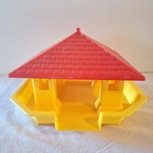 Lincoln Logs Frontier Junction Replacement Roof 2 Piece Red Yellow Plastic